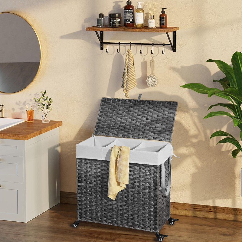 Trieur de linge en rotin, Gris