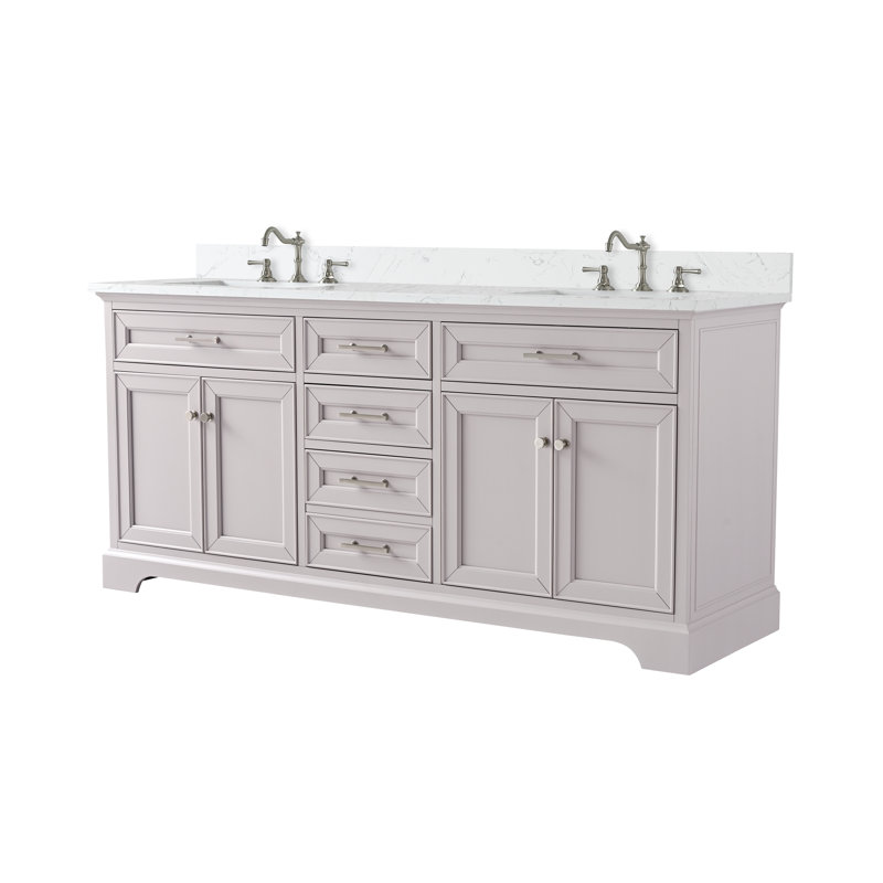 Thompson 72" W Double Bathroom Vanity, Taupe/Brushed Nickel