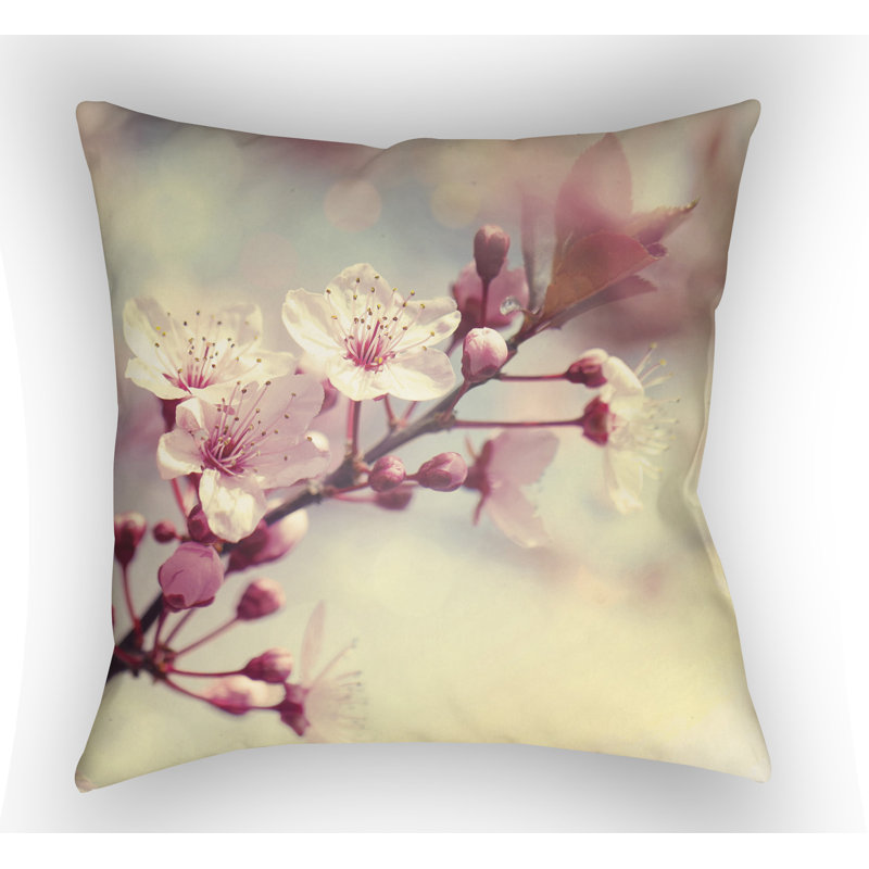 Indoor/Outdoor Floral Throw Pillow, 20" H x 20" W x 4" D, Yellow