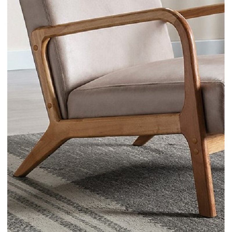 Chaise rembourrée en microfibre de style rétro, Microfibre brun clair