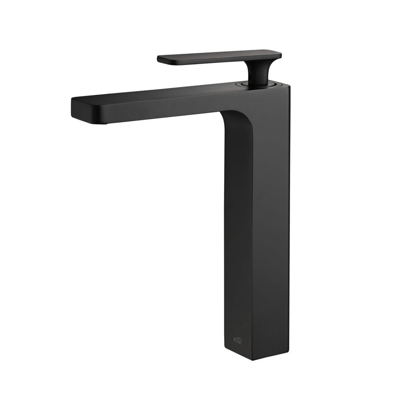 Robinet de salle de bain Infinity, Noir mat, Avec drain escamotable