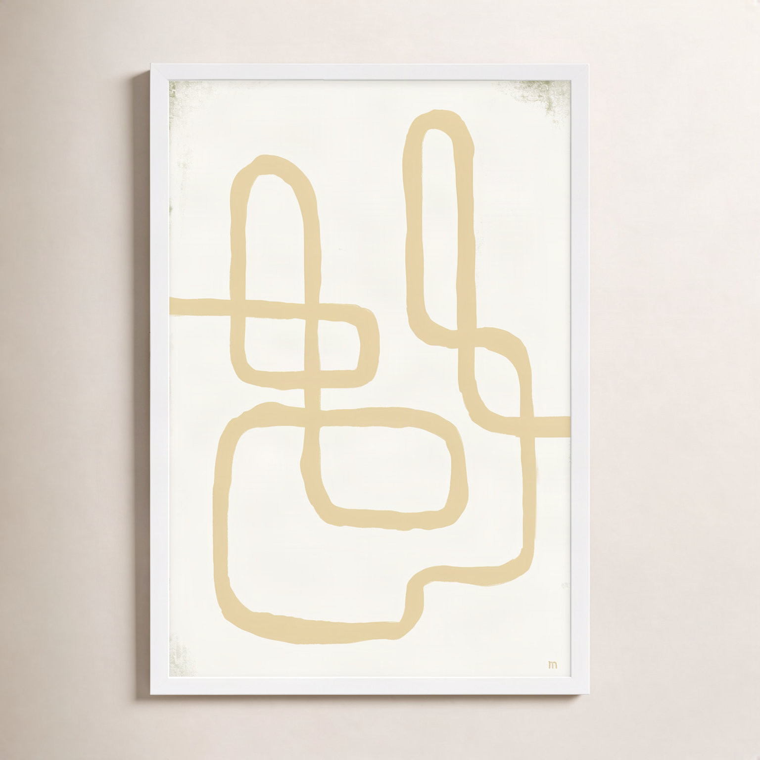 Line Works In White 1 by StudioM, 30" H x 21" W x 1.25" D, White Framed Paper