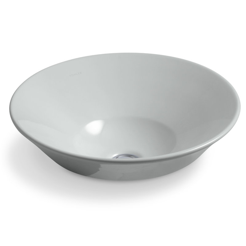 Conical Bell Artist Editions Oval Vessel or Wall Mount Bathroom Sink, Ice Gray
