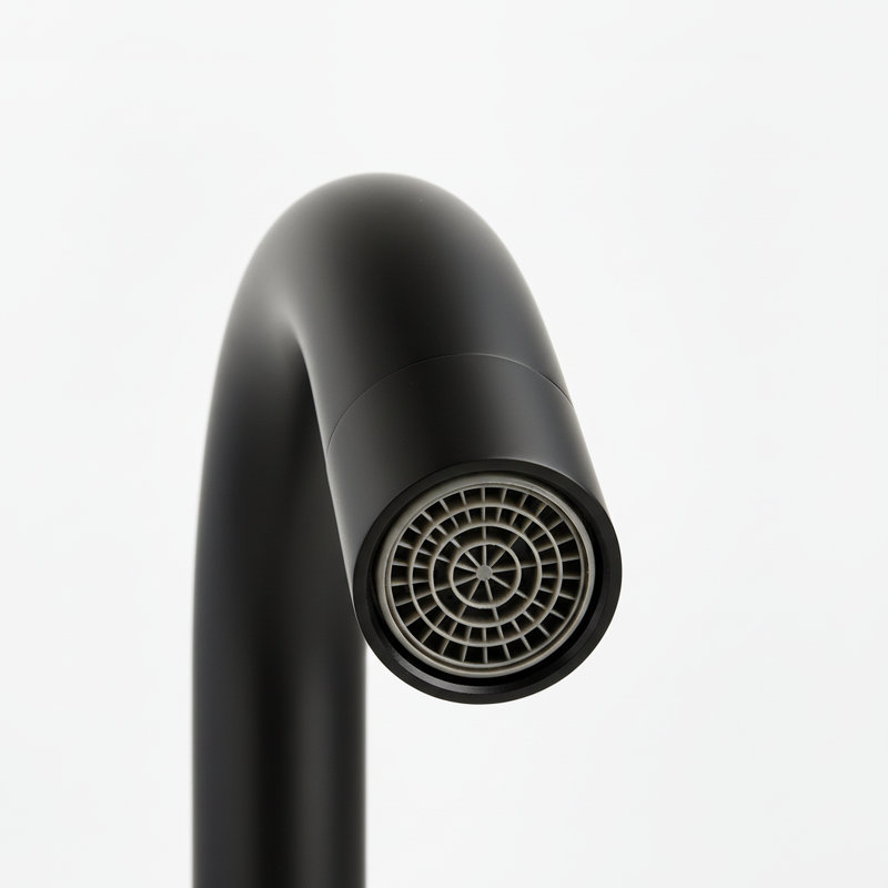 Robinet pour salle de bain moderne à poignée double avec bec pivotant sur 360 °, noir mat, avec ensemble de bonde escamotable, écoénergétique