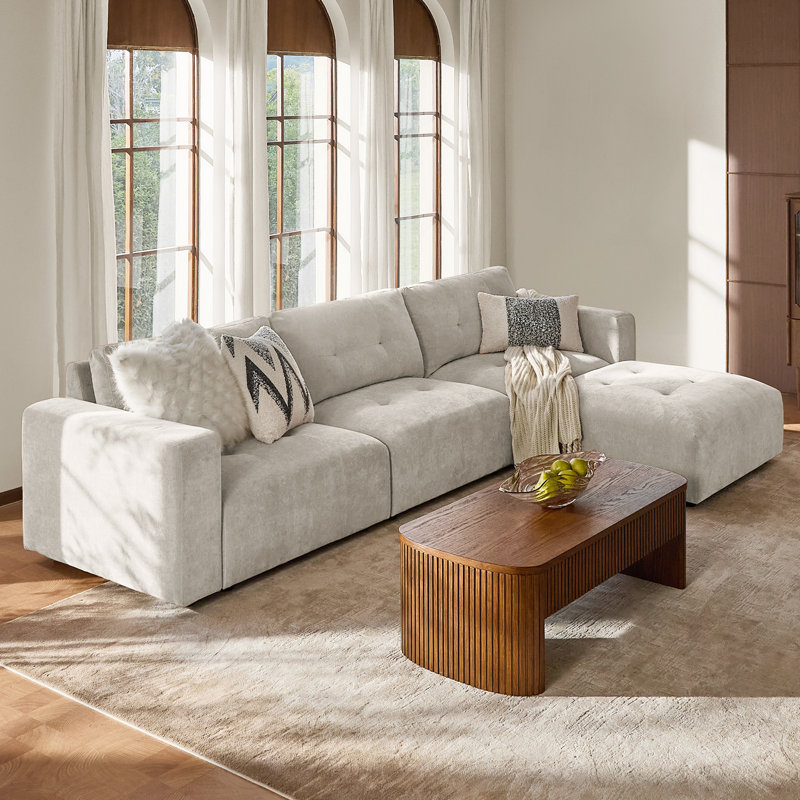Canapé modulaire surdimensionné moderne de 126 po avec tissu en chenille et coussins en mousse à mémoire de forme Esme