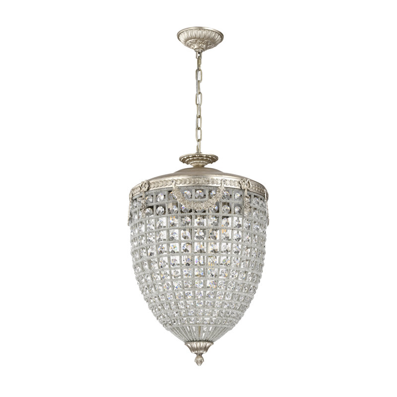 Silver Crystal 27" Tiered Chandelier Pendant Light