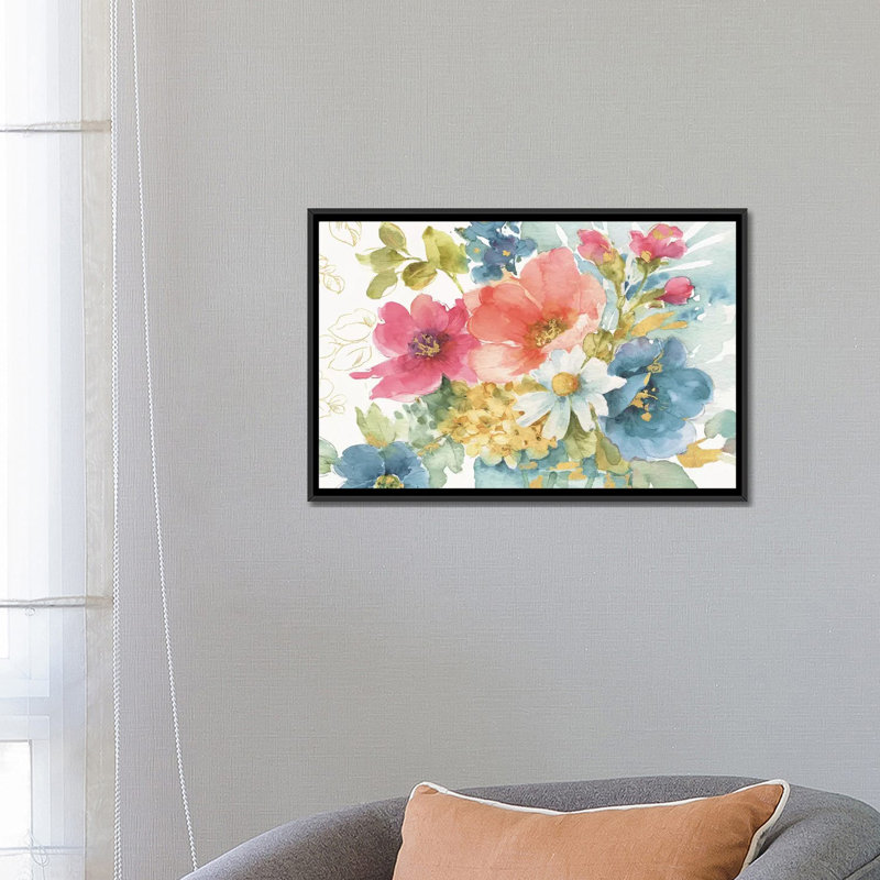 « my jardin bouquet i », impression sur toile, H 18 po x l 26 po x P 1,5 po, Toile avec cadre noir
