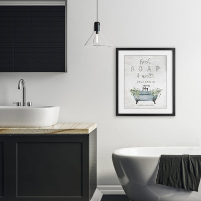 «Antique Fresh Soap & Tub», reproduction imprimée sous verre encadrée