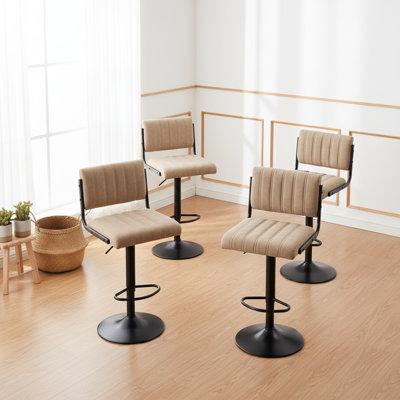 Tabourets de bar réglables et pivotants en cuir de polyuréthane (ensemble de 6, beige)