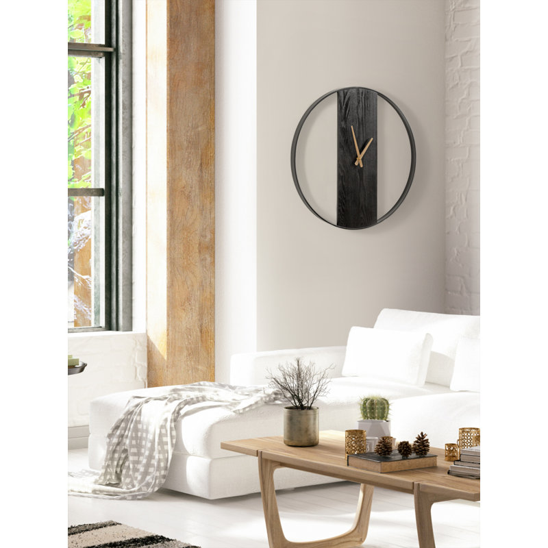 Horloge murale 32 po Gwennie, Noir et or, 24 po de diamètre
