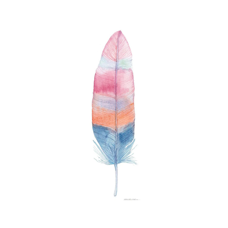 Boho Feathers III by Kathleen Parr McKenna - Wrapped Canvas Panoramic Painting, 30.48 cm H x 91.44 cm W x 1.91 cm D