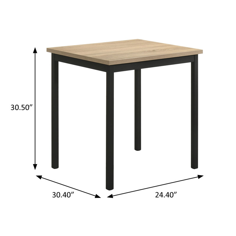 Table de salle à manger de 24,4 po de largeur, brun, H 30,5 po x L 24,4 po x l 30,4 po