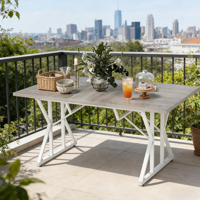 Table de cuisine extensible de style nordique, table de salle à manger extensible, avec base en tréteaux robuste, Gris