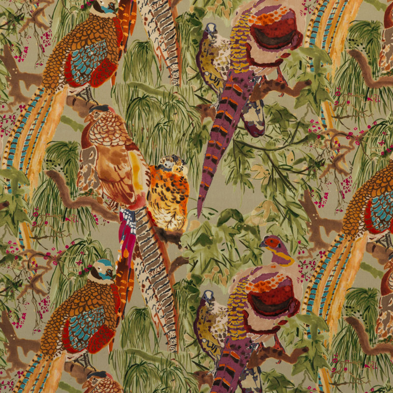 Game Birds Performance Fabric, Fig/Green