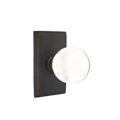 Emtek Privacy Knobset w/ Sandcast #3 Rosette and Bristol Glass Knob