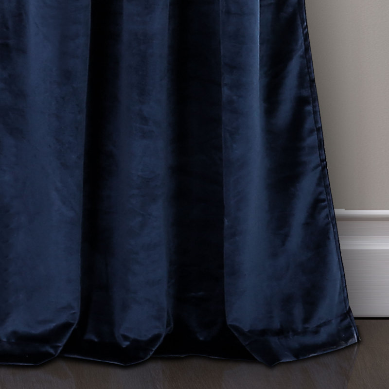 Prima Room Darkening Curtain Pair, White/Navy