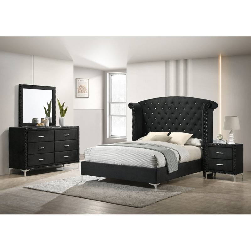 Lit en tissu d'ameublement Glam, King