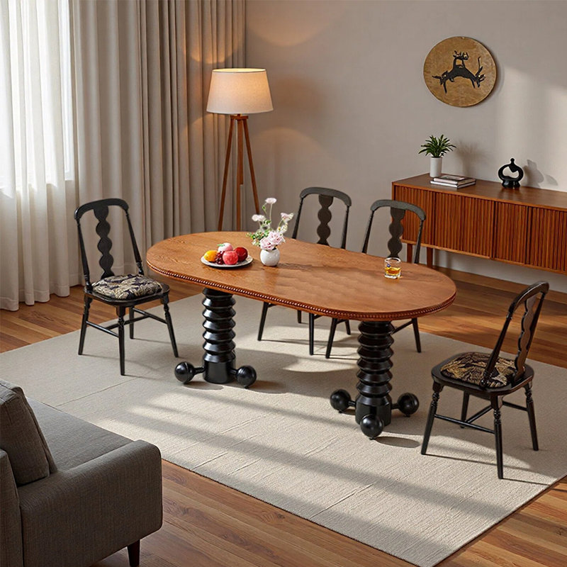 Retro fashion dining table sets, 29.92"H x 70.86"L x 31.49"W, 5 Pieces: Table, 4 Chairs