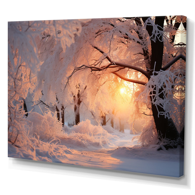 Paysage d'hiver «Frozen Sunlight II» - impressions de paysage d'hiver, H 24 po x l 32 po x P 1 po, Toile tendue