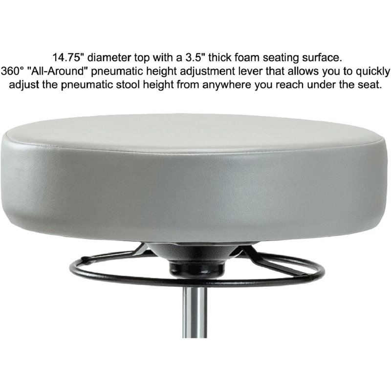 Adjustable Height Lab Stool with Removable Casters/Wheels, Black Fabric, Fabric