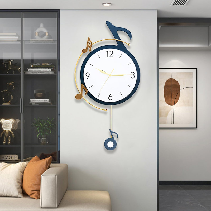Horloge murale décorative à quartz avec pendule, conception de note de musique silencieuse à piles pour le salon, la cuisine, la chambre et la décoration