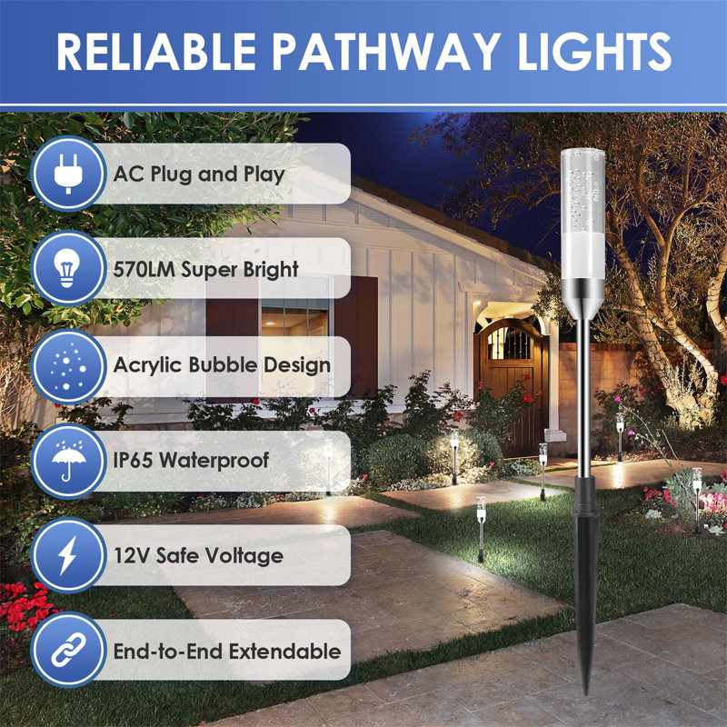 Cool White LED Aluminum Pathway Lights Set of 6