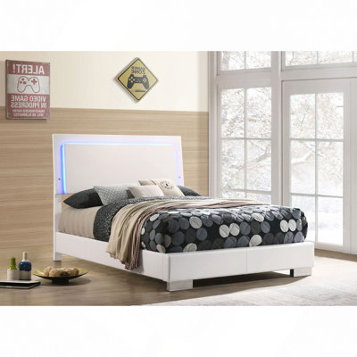 High Gloss Wood LED Panel Bed