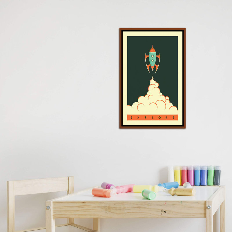 Explorez II, art encadré pour enfants, Toile classique avec cadre brun, H 26 po x l 18 po x 1,5 po