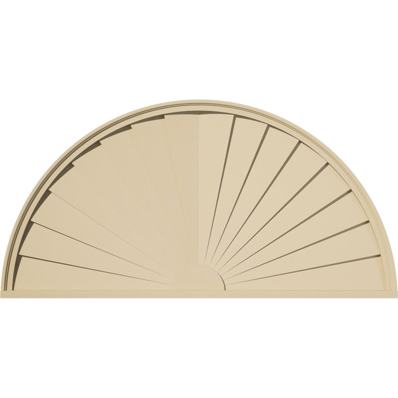 Demi-rond signature fronton en uréthane, brun clair apprêté, 56 po x 28 po x 2 po, Aucune, Rayons de soleil