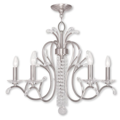 Lustre classique / traditionnel à 5 lumières de style bougie avec détails en cristal Almirah