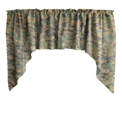 Cotton Blend Camouflage Swag Window Valance