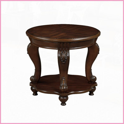 22'' Round Two-Tone Coffee Table for Living Room, Solid Rubber Wood Legs, Heat-Resistant Shelf, Easy Assembly