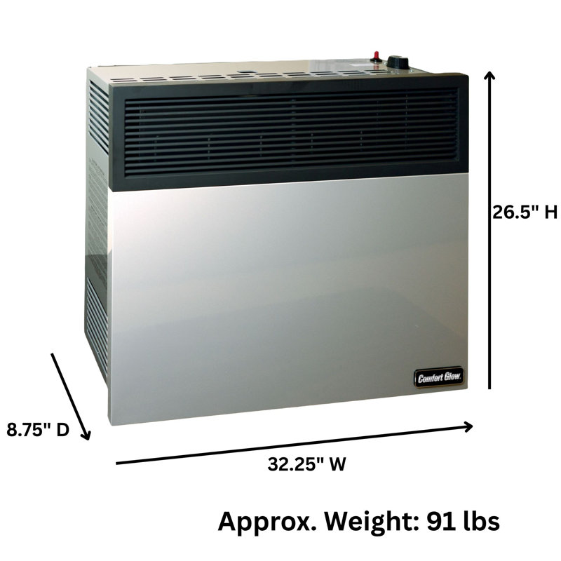 Comfort Glow Direct Vent Propane Heater, 25,000 BTU Wall Mount 750 sq ft - DVP25