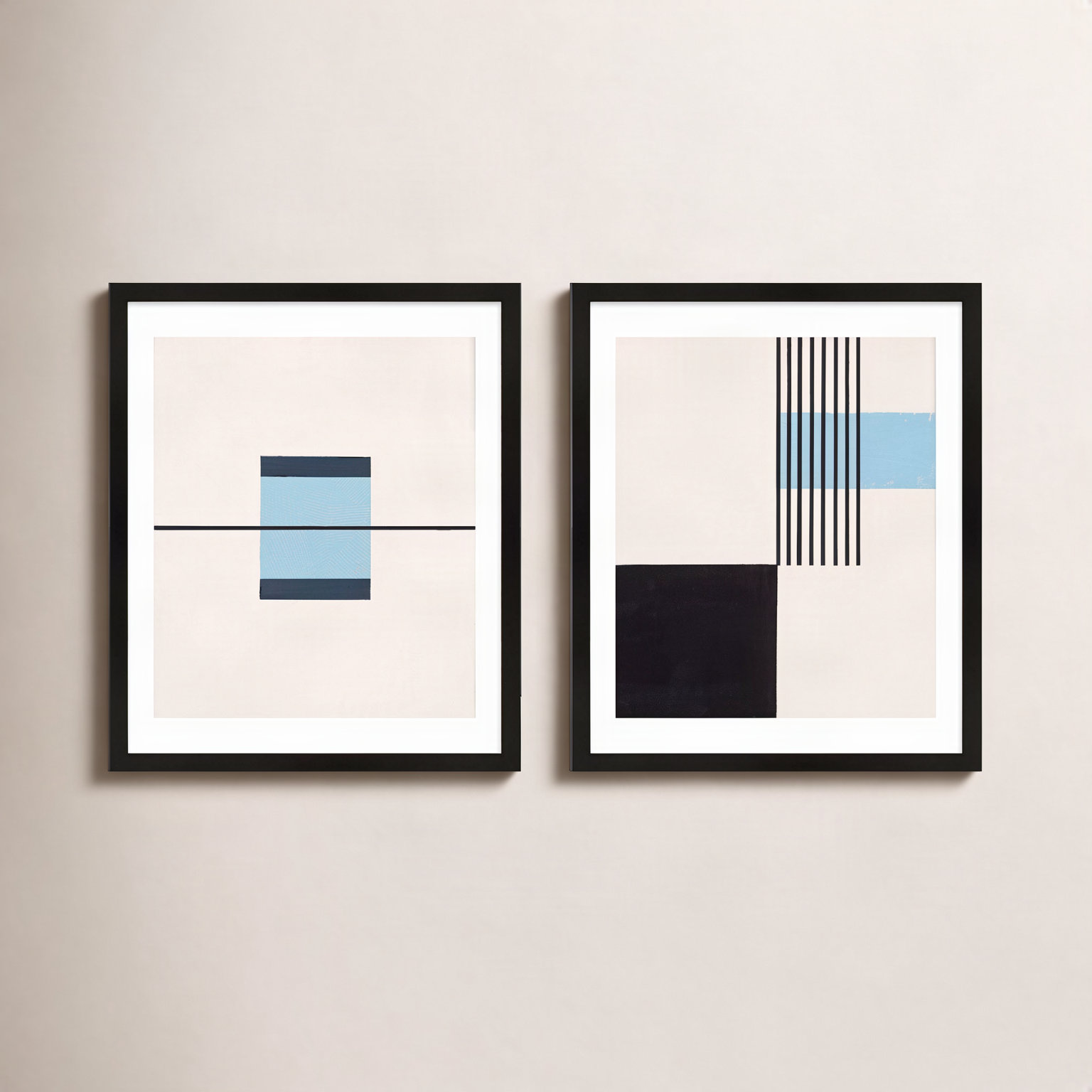 Black and Blue 2-Piece Print Set, Black, 25" H x 20" W x 1.25" D