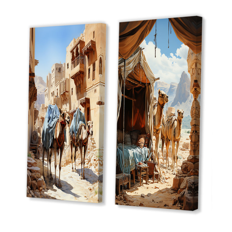 Asian Art Silk Road "Asian Art Silk Road" 2 - Pièces sur, Toile tendue, H 40 po x l 40 po