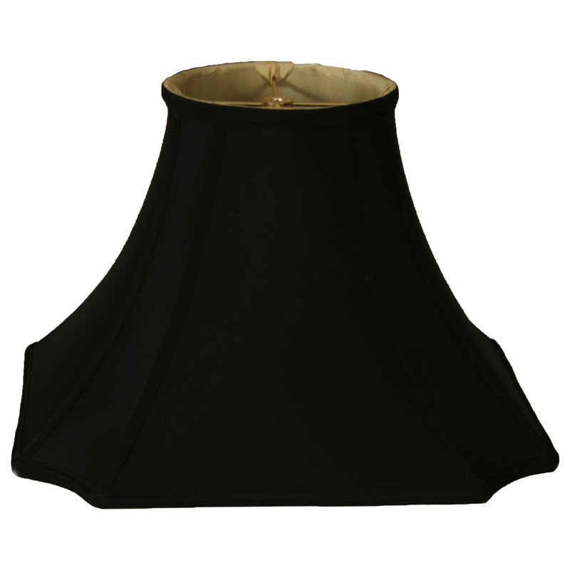 Silk Bell Lamp Shade, Black Gold/Off White, 11.5" H x 16" W x 16" D
