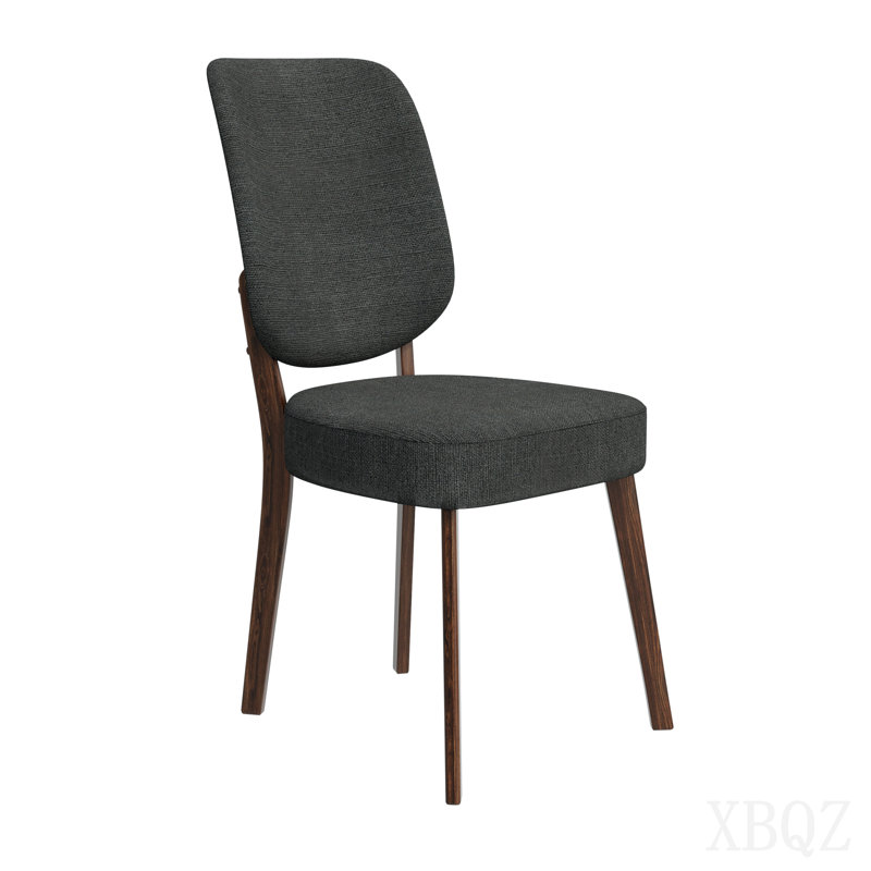 Chaises de salle à manger rembourrées de style Mid-Century gris avec pieds en bois massif brun foncé (ensemble de 2), Gray