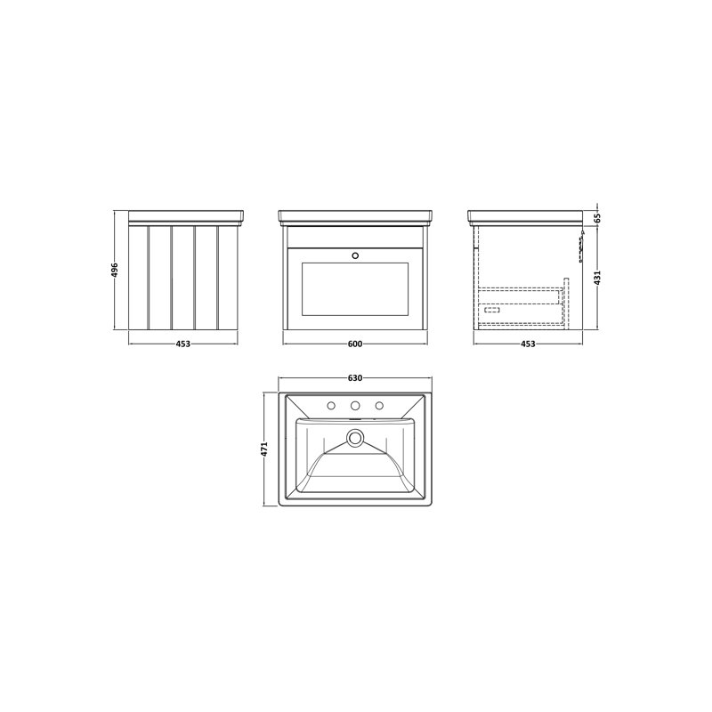 Ashwick 631 mm Bathroom Vanity, Satin Green