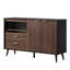 Armoire de bar moderne de 55 po avec tablettes réglables, buffet avec porte-verres à vin et support à vin-1897920872