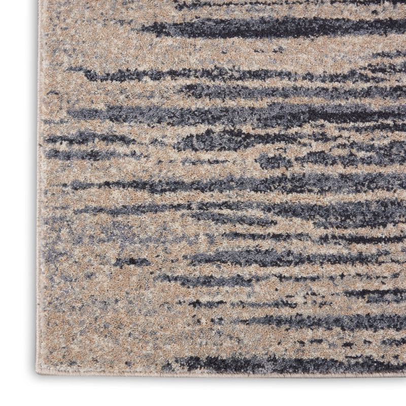 Tapis bleu marine / beige Ryanne, Rectangle, de 3 pi 10 po x 5 pi 10 po