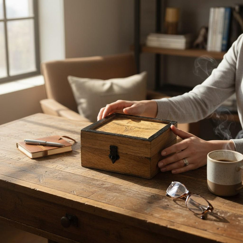 Longhorn Small Box-White Wash