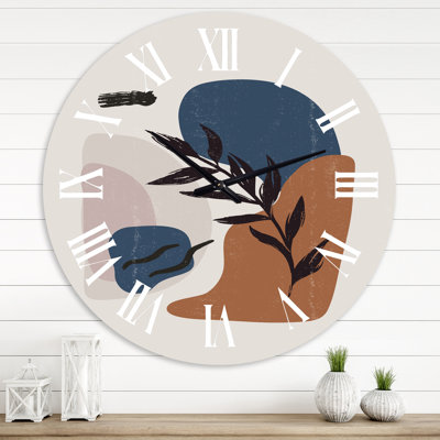 Botanical Vintage Print Boho Minimalist - Modern wall clock