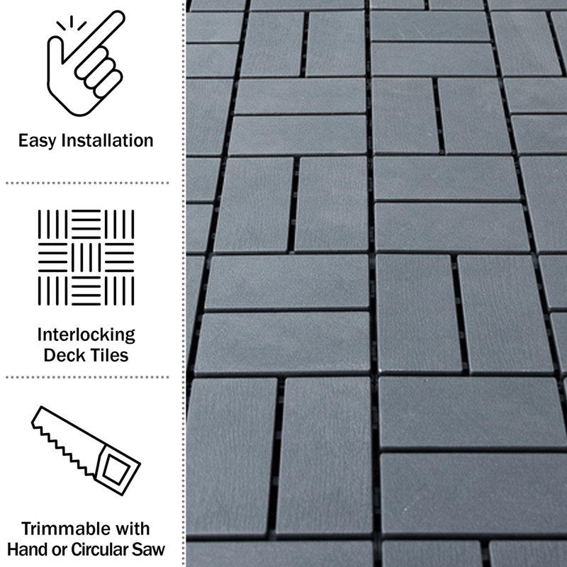 Ensemble de tuiles de terrasse en plastique 12 po x 12 po PP