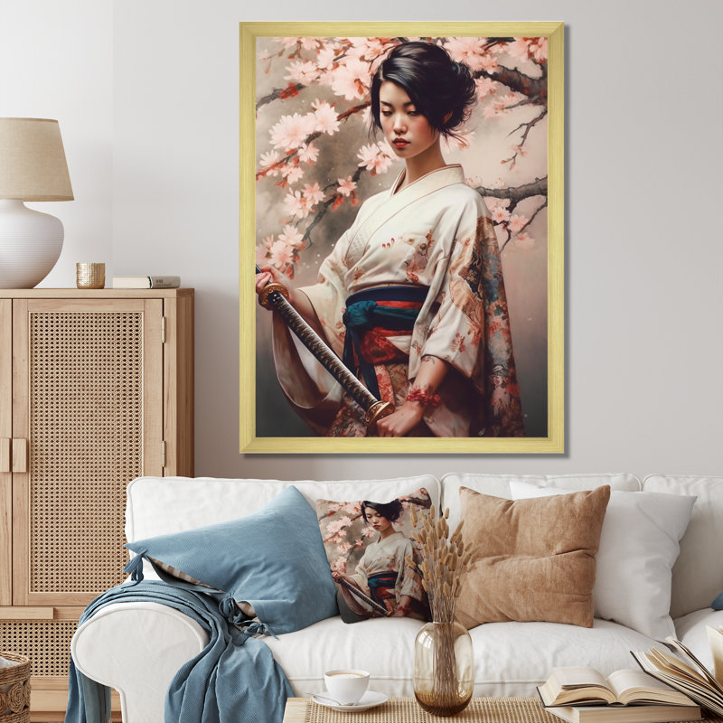 «Samurai Beauty», reproduction sur toile encadrée, L 12 po x H 20 po, Encadrement doré