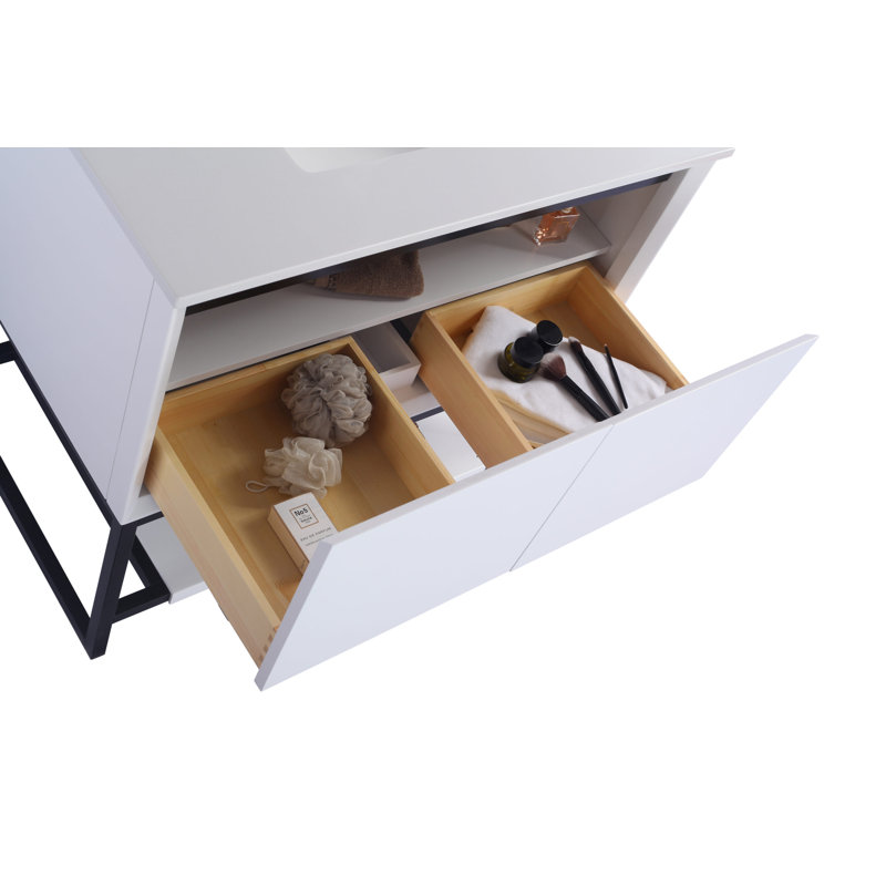 Ensemble de meuble-lavabo simple 36 po Riey, Blanc, Blanc mat