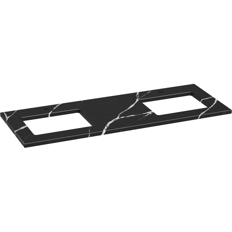 Silestone Quartz 61-In Vanity Top With Double Rectangle Cutouts