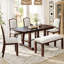 Ensemble de table de salle à manger 6 pièces exquis avec fonction extensible, chaises rembourrées et banc pour les réunions de famille et les diverses occasions de repas