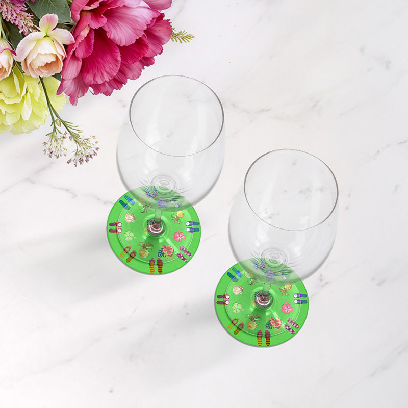 Hiver en Floride, sous-verres ronds en cuir végétalien vert vif, Vert vif