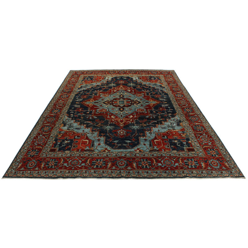 Tapis traditionnel bleu marine et rouge 10 x 14