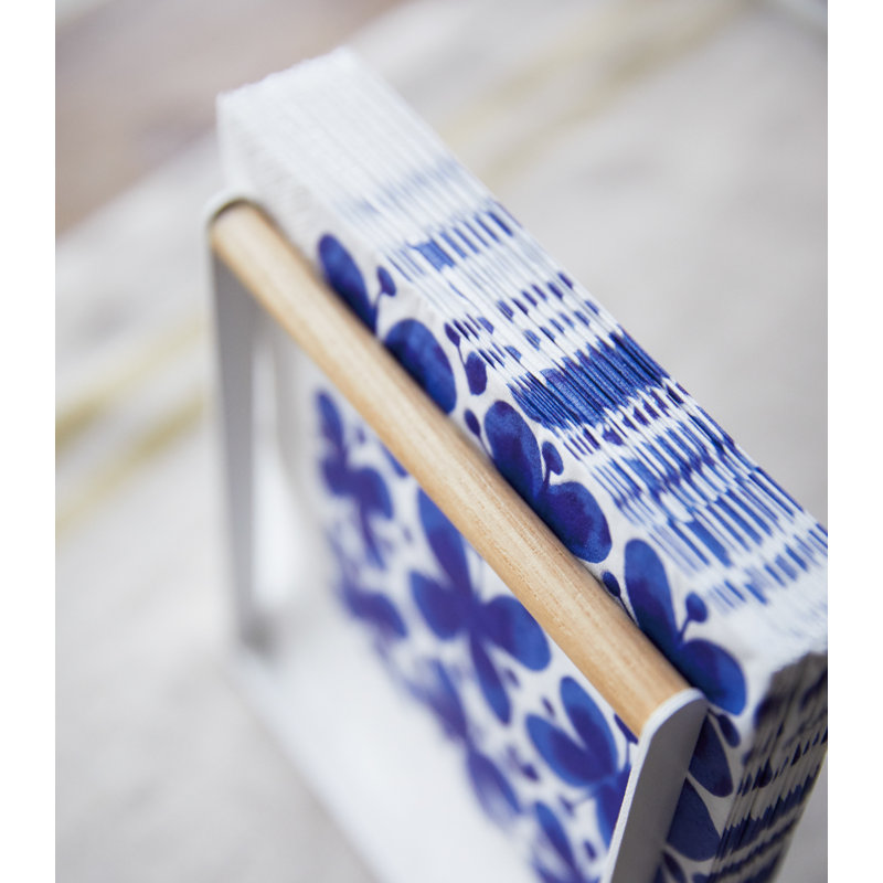 White and Wood Modern Napkin Holder